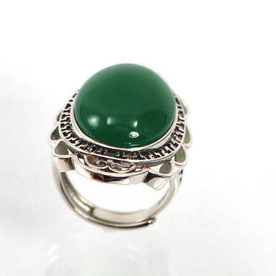 Sterling Silver Green Agate Solitaire Ring
