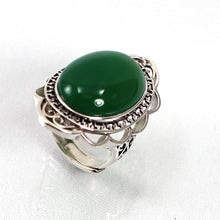 Load image into Gallery viewer, 9310673-Green-Agate-Solid-Sterling-Silver-Antique-Style-Solitaire-Ring