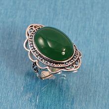 Load image into Gallery viewer, 9310673-Green-Agate-Solid-Sterling-Silver-Antique-Style-Solitaire-Ring