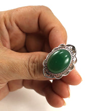 Load image into Gallery viewer, 9310673-Green-Agate-Solid-Sterling-Silver-Antique-Style-Solitaire-Ring