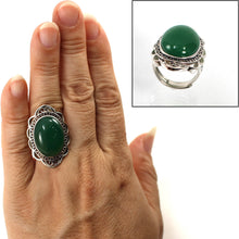 Load image into Gallery viewer, 9310673-Green-Agate-Solid-Sterling-Silver-Antique-Style-Solitaire-Ring