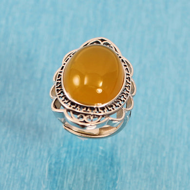 Sterling Silver Honey Agate Solitaire Ring