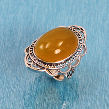 Load image into Gallery viewer, 9310674-Honey-Agate-Solid-Sterling-Silver-Antique-Style-Solitaire-Ring