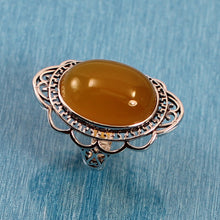 Load image into Gallery viewer, 9310674-Honey-Agate-Solid-Sterling-Silver-Antique-Style-Solitaire-Ring