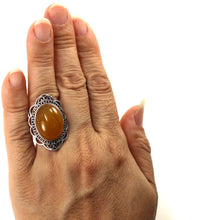 Load image into Gallery viewer, 9310674-Honey-Agate-Solid-Sterling-Silver-Antique-Style-Solitaire-Ring