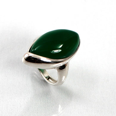 Sterling Silver Green Agate Solitaire Ring