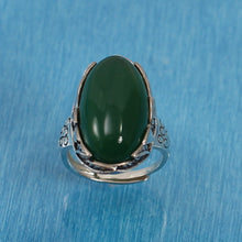 Load image into Gallery viewer, 9310693-Green-Agate-Solid-Sterling-Silver-Antique-Style-Solitaire-Ring