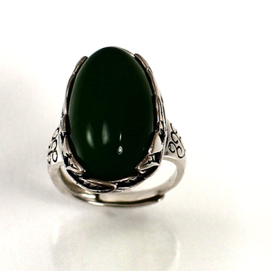Sterling Silver Green Agate Solitaire Ring