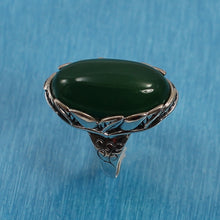 Load image into Gallery viewer, 9310693-Green-Agate-Solid-Sterling-Silver-Antique-Style-Solitaire-Ring