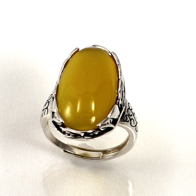 Sterling Silver Honey Agate Solitaire Ring