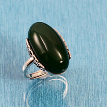 Load image into Gallery viewer, 9310703-Green-Agate-Solid-Sterling-Silver-Antique-Style-Solitaire-Ring