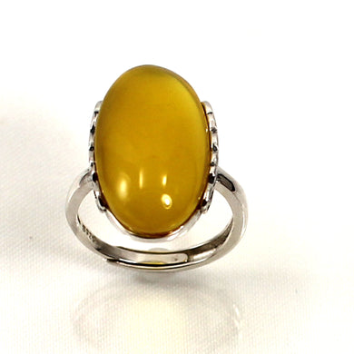 Sterling Silver Honey Agate Solitaire Ring