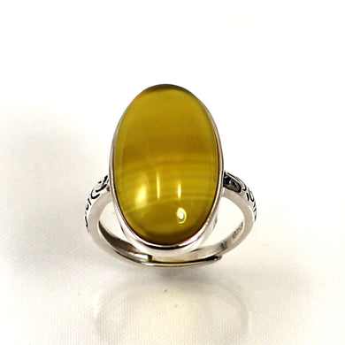 Sterling Silver Honey Agate Solitaire Ring