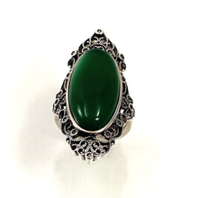 Load image into Gallery viewer, 9310723-Green-Agate-Antique-Style-Solitaire-Ring-Solid-Sterling-Silver