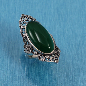 9310723-Green-Agate-Antique-Style-Solitaire-Ring-Solid-Sterling-Silver