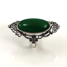 Load image into Gallery viewer, 9310723-Green-Agate-Antique-Style-Solitaire-Ring-Solid-Sterling-Silver