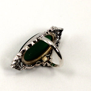 9310723-Green-Agate-Antique-Style-Solitaire-Ring-Solid-Sterling-Silver