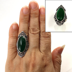 9310723-Green-Agate-Antique-Style-Solitaire-Ring-Solid-Sterling-Silver