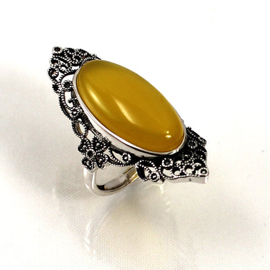 Sterling Silver Honey Agate Solitaire Adjustable Ring Size