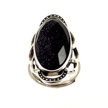 Load image into Gallery viewer, Sterling Silver Blue Sandstone Solitaire Ring