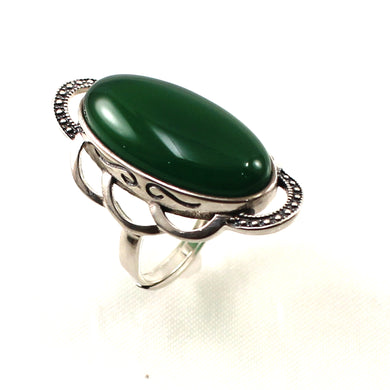 Sterling Silver Green Agate Solitaire Ring