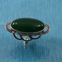 Load image into Gallery viewer, 9310733-Green-Agate-Antique-Style-Solitaire-Adjustable-Size-Ring-.925-Silver