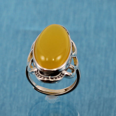 Sterling Silver Honey Agate Solitaire Ring