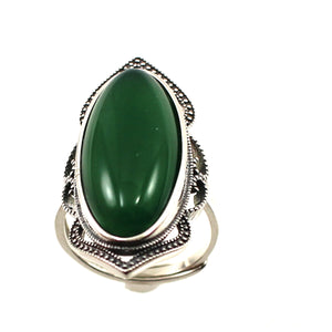 9310743-Green-Agate-Antique-Style-Adjustable-Size-Solitaire-Ring-Sterling-Silver