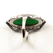 Load image into Gallery viewer, 9310743-Green-Agate-Antique-Style-Adjustable-Size-Solitaire-Ring-Sterling-Silver