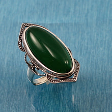 Load image into Gallery viewer, 9310743-Green-Agate-Antique-Style-Adjustable-Size-Solitaire-Ring-Sterling-Silver