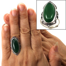 Load image into Gallery viewer, 9310743-Green-Agate-Antique-Style-Adjustable-Size-Solitaire-Ring-Sterling-Silver