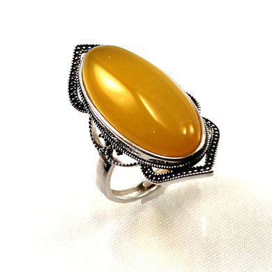 Sterling Silver Honey Agate Solitaire Adjustable Ring Size