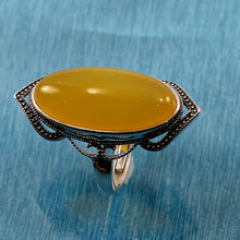 Load image into Gallery viewer, 9310744-Solitaire-Ring-Adjustable-Size-Honey-Agate-Sterling-Silver