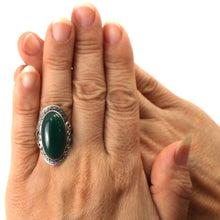 Load image into Gallery viewer, 9310753-Adjustable-Size-Solitaire-Ring-Sterling-Silver-Green-Agate