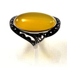 Load image into Gallery viewer, 9310754-Solitaire-Ring-Adjustable-Size-Sterling-Silver-Honey-Agate