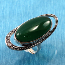 Load image into Gallery viewer, 9310763-Solid-Sterling-Silver-Green-Agate-Solitaire-Ring-Adjustable-Size
