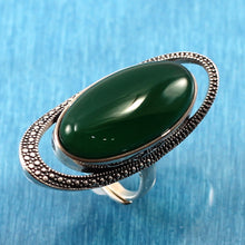 Load image into Gallery viewer, 9310763-Solid-Sterling-Silver-Green-Agate-Solitaire-Ring-Adjustable-Size