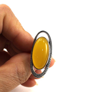 9310764-Solid-Sterling-Silver-Yellow-Agate-Solitaire-Ring-Adjustable-Size