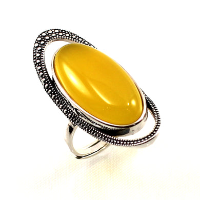 Sterling Silver Yellow Agate Solitaire Ring