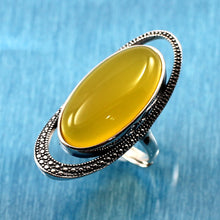 Load image into Gallery viewer, 9310764-Solid-Sterling-Silver-Yellow-Agate-Solitaire-Ring-Adjustable-Size