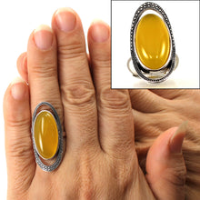Load image into Gallery viewer, 9310764-Solid-Sterling-Silver-Yellow-Agate-Solitaire-Ring-Adjustable-Size