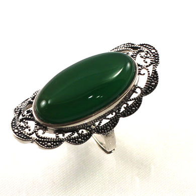 Sterling Silver Green Agate Solitaire Ring