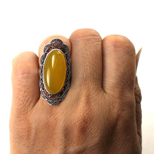 9310774-Solid-Sterling-Silver-Yellow-Agate-Solitaire-Adjustable-Size-Ring