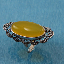 Load image into Gallery viewer, 9310774-Solid-Sterling-Silver-Yellow-Agate-Solitaire-Adjustable-Size-Ring