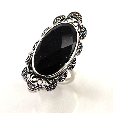 Adjustable Ring Size Solid sterling Silver Blue Sandstone