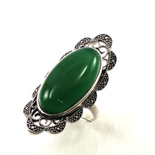 Load image into Gallery viewer, 9310783-Adjustable-Solitaire-Ring-Size-Solid-Silver-Green-Agate