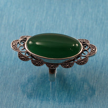 Load image into Gallery viewer, 9310783-Adjustable-Solitaire-Ring-Size-Solid-Silver-Green-Agate