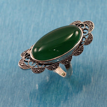 Load image into Gallery viewer, 9310783-Adjustable-Solitaire-Ring-Size-Solid-Silver-Green-Agate