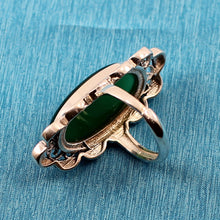 Load image into Gallery viewer, 9310783-Adjustable-Solitaire-Ring-Size-Solid-Silver-Green-Agate