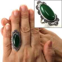 Load image into Gallery viewer, 9310783-Adjustable-Solitaire-Ring-Size-Solid-Silver-Green-Agate